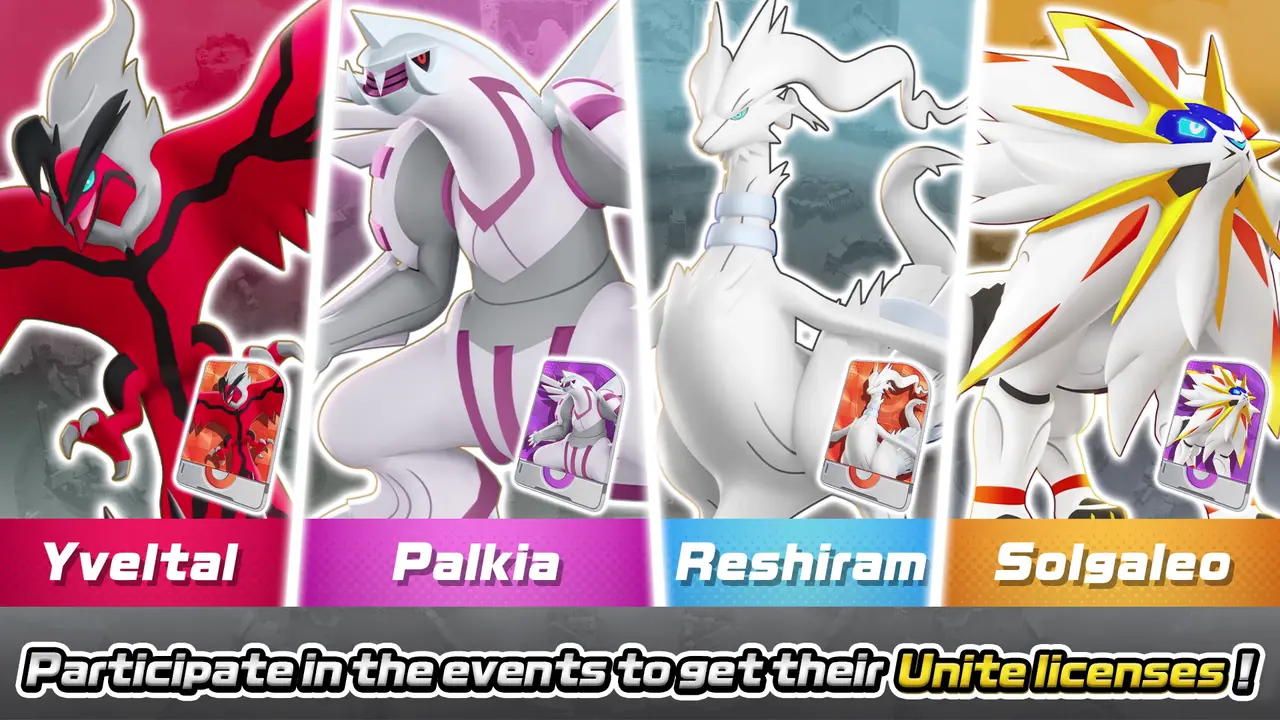 Les légendes attaquent ! Yveltal, Palkia, Reshiram et Solgaleo arrivent sur Unite Battle, avec des événements Licence pour chacun d'eux !