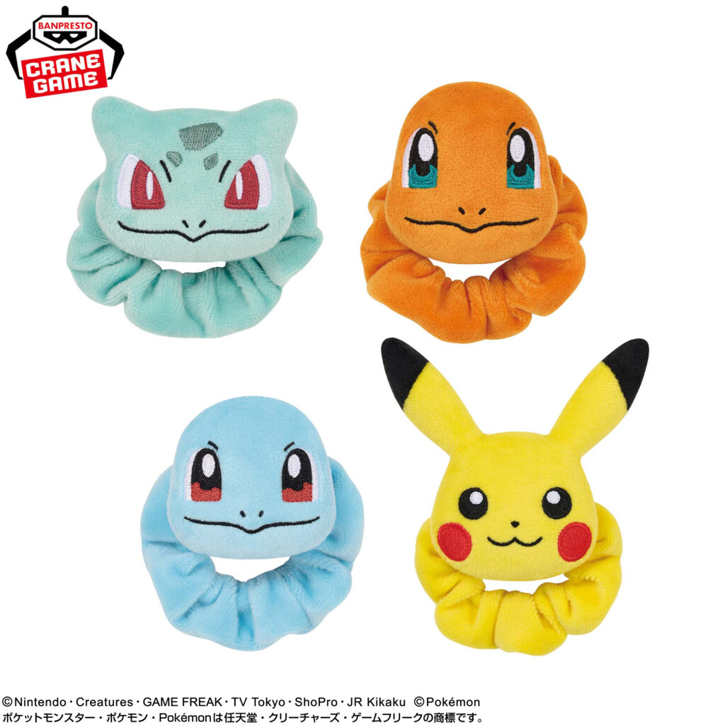 Plush Face Bands featuring Bulbasaur, Charmander, Squirtle and Pikachu