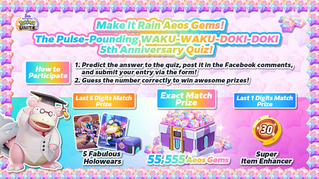 Faites pleuvoir des gemmes Aeos ! Le quiz du 5e anniversaire de WAKU-WAKU-DOKI-DOKI !