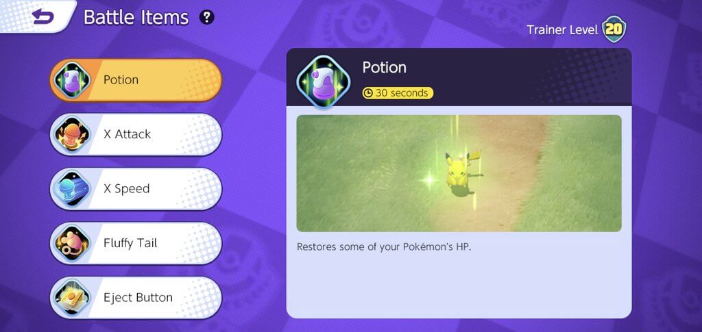 Pokémon UNITE Library items